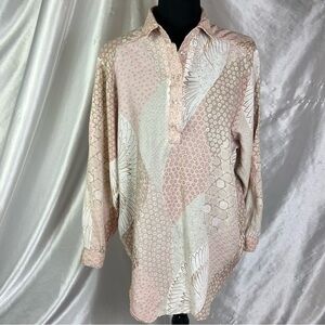 2/$20 Vintage Folio Pink Floral Patchwork Blouse 10 | Cottagecore Retro Charm